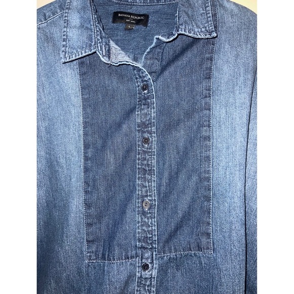 Banana republic Jean sz l collar button down long sleeve hipster preppy - Picture 4 of 6
